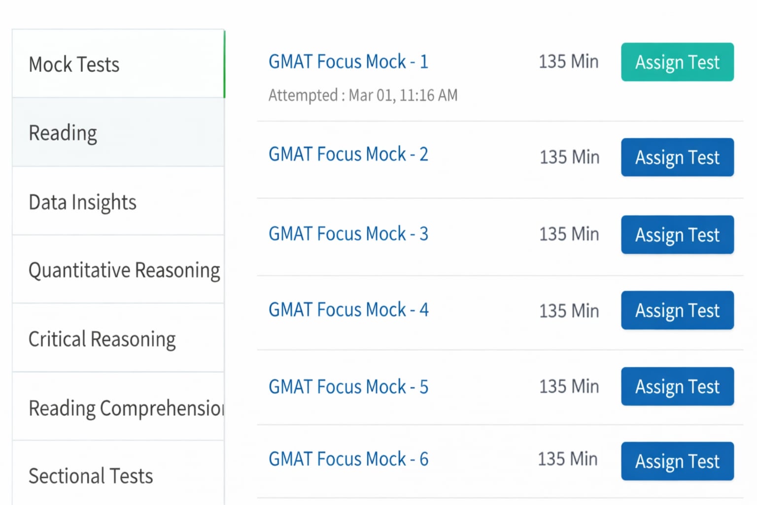GMAT Adaptive Mocks